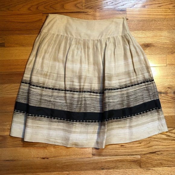 ALFANI PETITES BEIGE BLACK LINEN SILK SKIRT SZ 6P - Picture 5 of 7